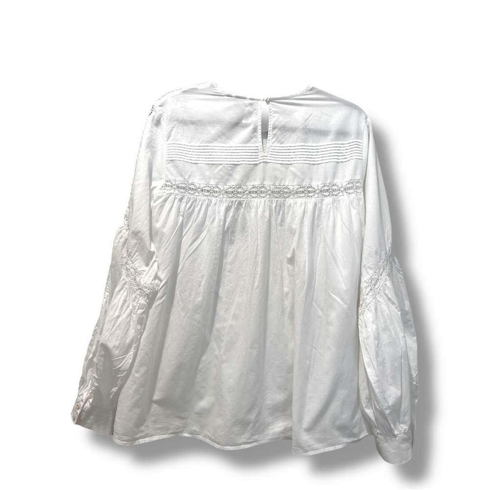 H&M White Cotton Lace Boho Blouse Top Size 12 - Picture 3 of 6